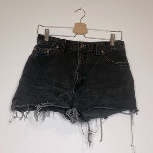 Levi’s Distressed black denim Shorts Size waist 28”